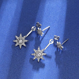 925 Silver Crystal Zircon Star Retro Earrings