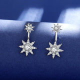 925 Silver Crystal Zircon Star Retro Earrings