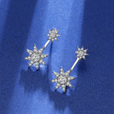 925 Silver Crystal Zircon Star Retro Earrings