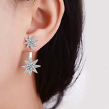 925 Silver Crystal Zircon Star Retro Earrings