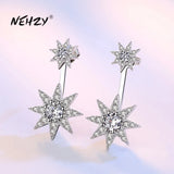 925 Silver Crystal Zircon Star Retro Earrings