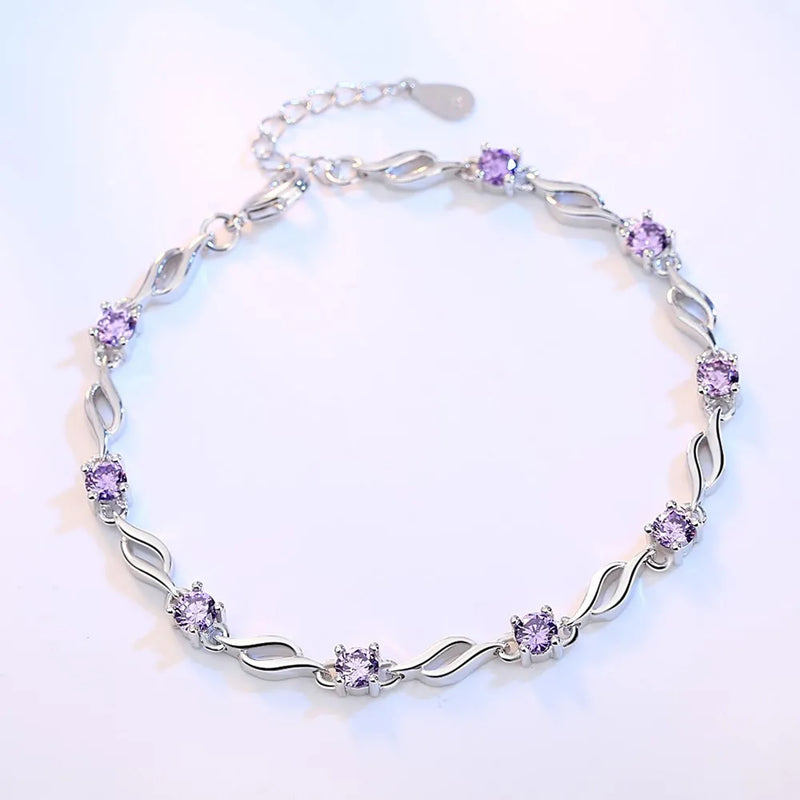 925 Silver Needle Crystal DIY Bracelet 20.5CM