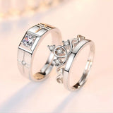 925 Silver Crown Crystal Zircon Ring Set