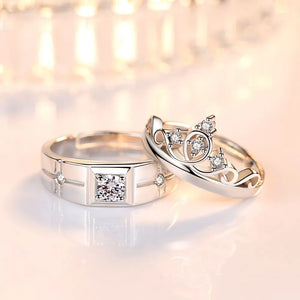 925 Silver Crown Crystal Zircon Ring Set