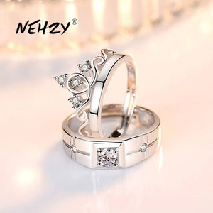 925 Silver Crown Crystal Zircon Ring Set