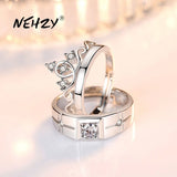 925 Silver Crown Crystal Zircon Ring Set