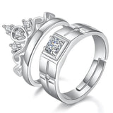 925 Silver Crown Crystal Zircon Ring Set