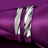 Vintage Wave Crystal Stone Ring 925 Silver Needle Lady Jewelry