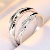 Vintage Wave Crystal Stone Ring 925 Silver Needle Lady Jewelry