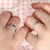 Vintage Wave Crystal Stone Ring 925 Silver Needle Lady Jewelry