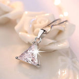 Silver Plated Triangle Cubic Zirconia Necklace 45CM