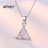 Silver Plated Triangle Cubic Zirconia Necklace 45CM
