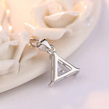 Silver Plated Triangle Cubic Zirconia Necklace 45CM