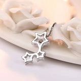 Silver Plated Necklace Pendant Five-pointed Star CZ Jewelry 45CM