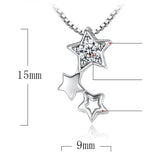 Silver Plated Necklace Pendant Five-pointed Star CZ Jewelry 45CM