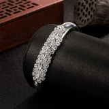 Silver Crystal Zircon Petal Open Bracelet Bangle