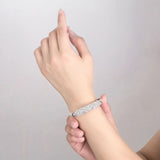 Silver Crystal Zircon Petal Open Bracelet Bangle