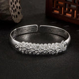 Silver Crystal Zircon Petal Open Bracelet Bangle