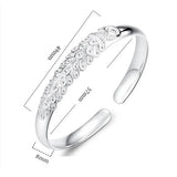 Silver Crystal Zircon Petal Open Bracelet Bangle