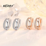 Silver Plated CZ Rose Hollow Stud Earrings