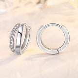 Silver Plated CZ Rose Hollow Stud Earrings