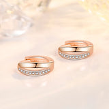 Silver Plated CZ Rose Hollow Stud Earrings