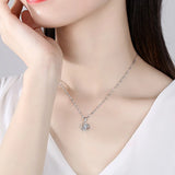 Silver Plating CZ Rotating Love Pendant Necklace 45CM