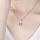 Silver Plating CZ Rotating Love Pendant Necklace 45CM