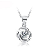 Silver Plating CZ Rotating Love Pendant Necklace 45CM