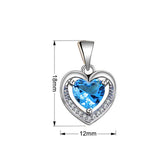 Silver Plated Heart Pendant Necklace with High Cubic Zirconia