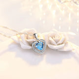 Silver Plated Heart Pendant Necklace with High Cubic Zirconia