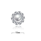 Silver Plating Stud Earrings Wind Leaf CZ Pearl Hot Earrings