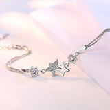 Silver Plated Retro Five-Pointed Star Bracelet - Purple - 20.5CM