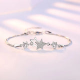 Silver Plated Retro Five-Pointed Star Bracelet - Purple - 20.5CM