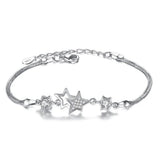 Silver Plated Retro Five-Pointed Star Bracelet - Purple - 20.5CM