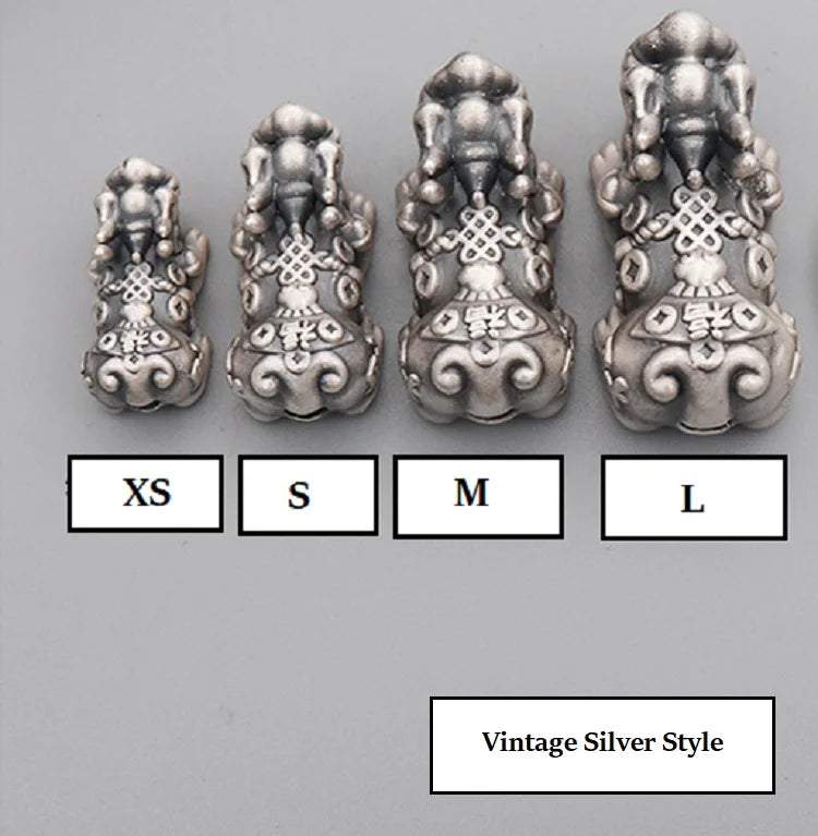 3D 999 Silver Pixiu Beads Vintage Silver Fengshui Piyao Beads DIY Jewelry Beads