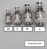 3D 999 Silver Pixiu Beads Vintage Silver Fengshui Piyao Beads DIY Jewelry Beads