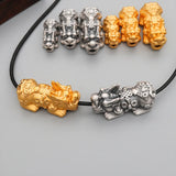 3D 999 Silver Pixiu Beads Vintage Silver Fengshui Piyao Beads DIY Jewelry Beads