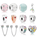 925 Silver Heart Zircon Safety Chain Bracelet