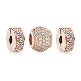 925 Sterling Silver Rose Charm Set with Shining Elegance Spacer Clip