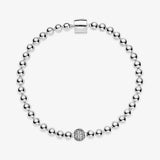 925 Sterling Silver Pan Charms Beads & Pav Bracelet - DIY Punk Style Gift