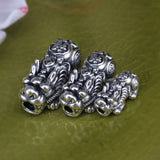 100% 999 Silver Pixiu Beads 3D Vintage Silver Piyao Beads