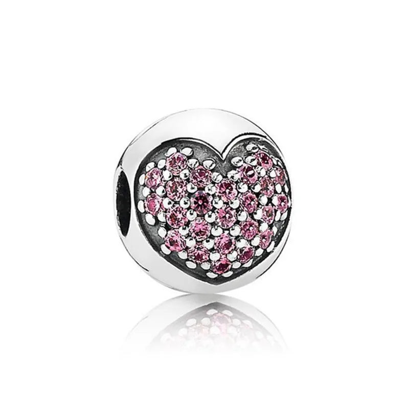 S925 Sterling Silver Safety Clip Charm ROSE Bead Bracelet DIY Bangle