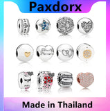 S925 Sterling Silver Safety Clip Charm Bead Clear for Bracelet DIY Bangle