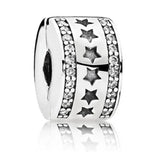 S925 Sterling Silver Safety Clip Charm Bead Clear for Bracelet DIY Bangle