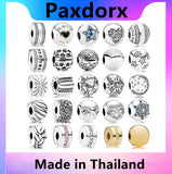 925 Sterling Silver Clip Charm Clear Bead for Bracelet DIY Jewelry