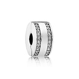 925 Sterling Silver Clip Charm Clear Bead for Bracelet DIY Jewelry