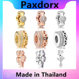 S925 Silver Meadow Rose Spacer Chandelier Charm CZ Bracelet Jewelry