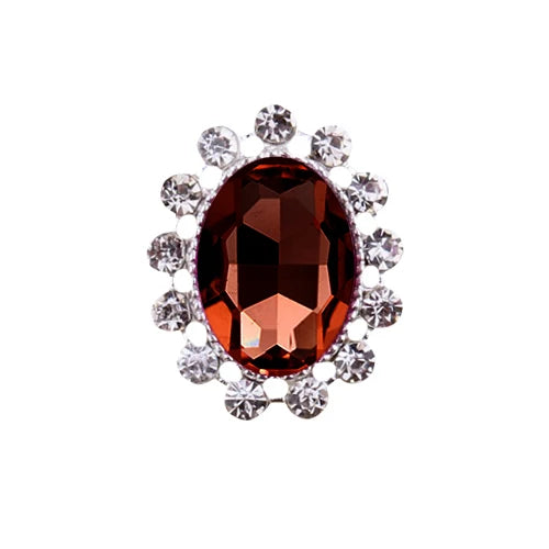 10pcs 21*26MM Oval Acrylic Rhinestone Buttons Snap Flat Back Wedding Hair Decor