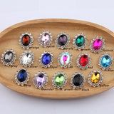 10pcs 21*26MM Oval Acrylic Rhinestone Buttons Snap Flat Back Wedding Hair Decor